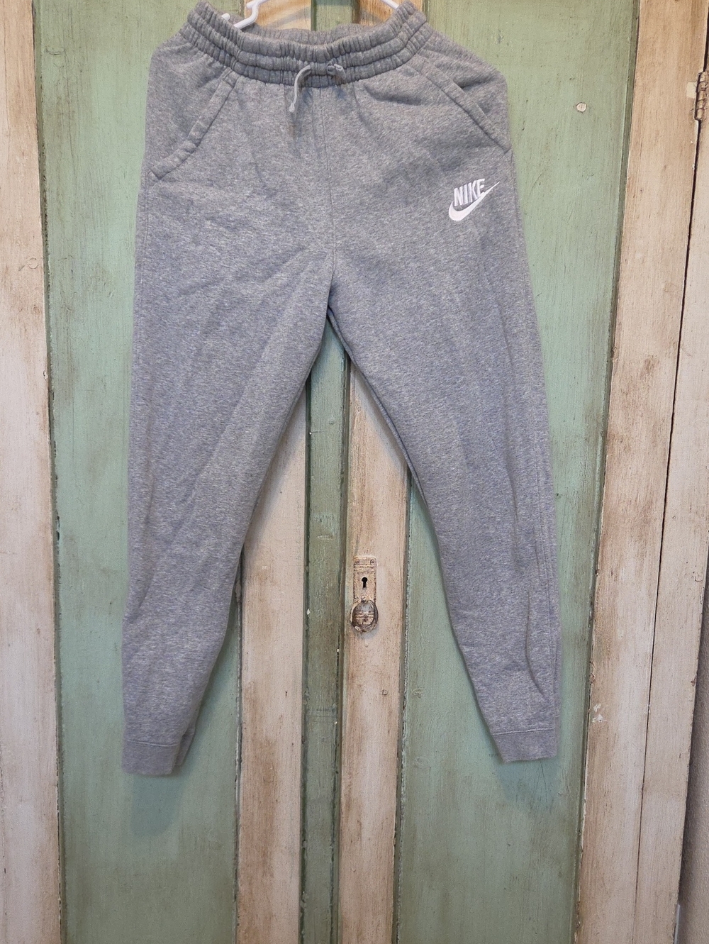 Nike Gray Kids Fleece Joggers with White Logo